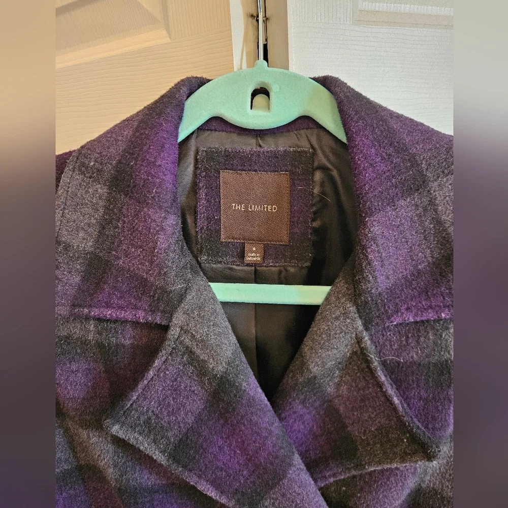 The Limited plaid purple coat 💜 - Picture 3 of 8